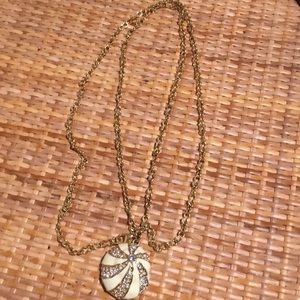 J.Crew Long sea shell gold necklace